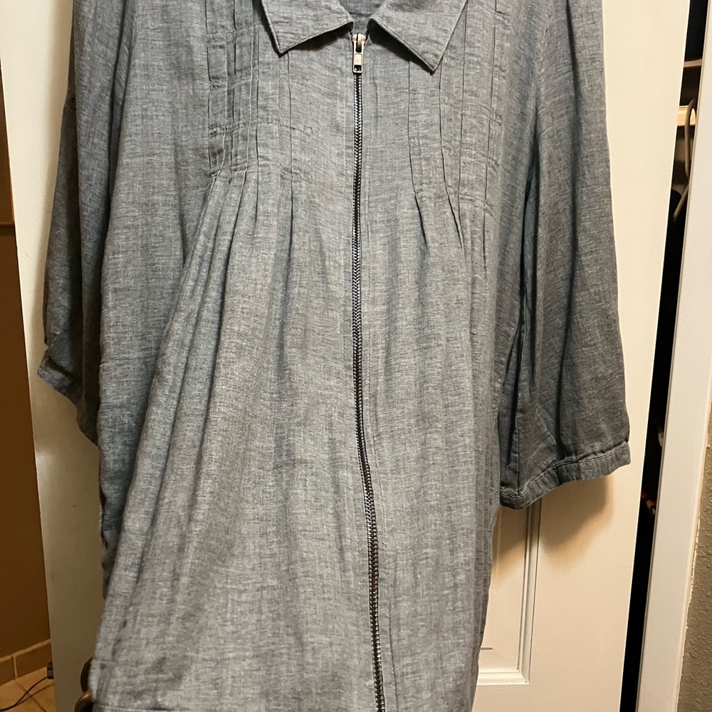 Love Stitch Charcoal Zip-Up Shirt size L - Picture 3 of 12